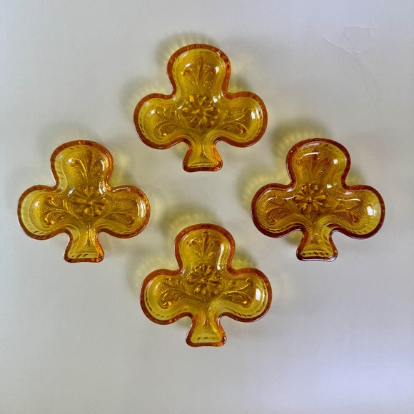 Tiara Sandwich Amber Glass Club Ashtray/Trinket Dish – Set of 4 - Picture 2 of 16